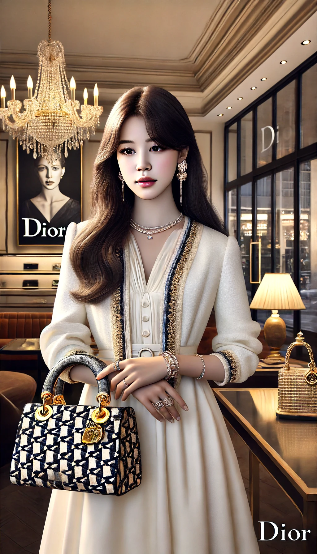 ディオールを身にまとう女性のイメージ（AI生成画像）
