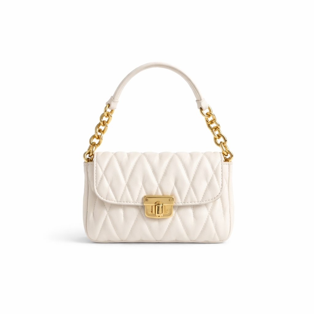 ミュウミュウの人気バッグ（マテラッセ系）をイメージしたAI生成の参考画像（実際の商品・公式画像ではありません）